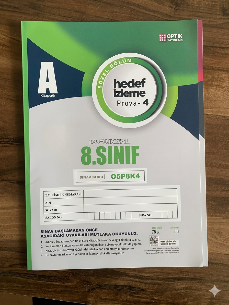 8. Sınıf LGS Deneme Sınavı 3 Adet (optik, Startfen, Gizli)